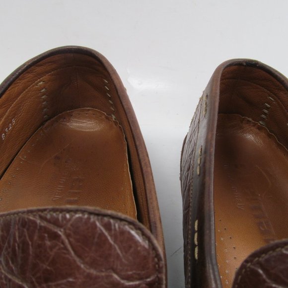 Stemar Mens Brown Leather Moc Toe Driving Penny Loafers Size US 8 1/2 - Picture 8 of 14